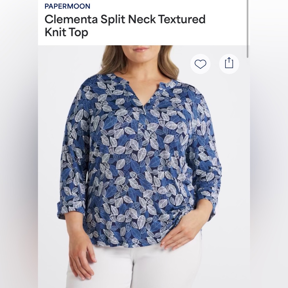 Papermoon Leaf Patterned Blue and White Blouse